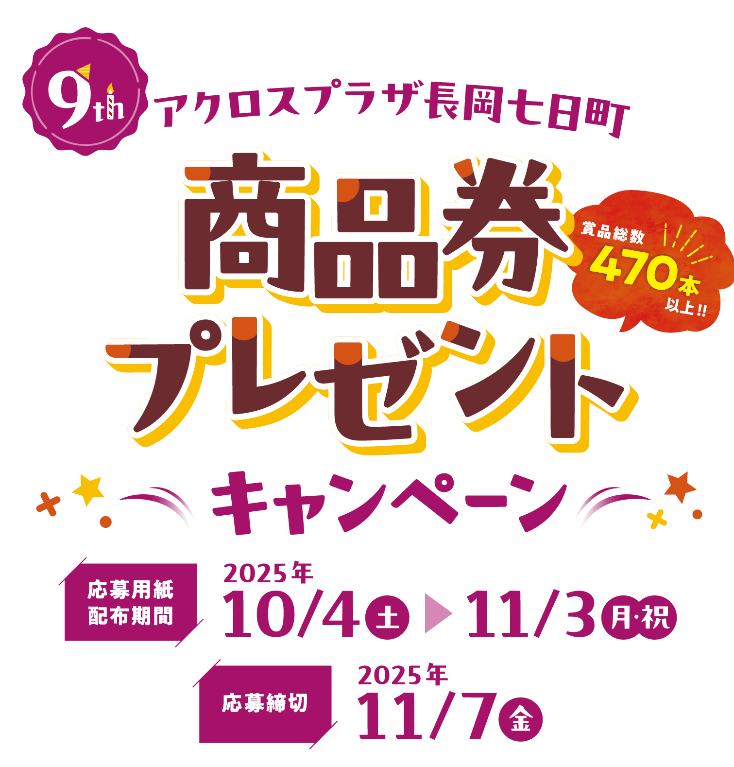 おかげさまで9周年! アクロスプラザ長岡七日町 商品券プレゼントキャンペーン